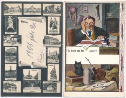 ** * 4 Db RÉGI Képeslap, Vienna, Studentika, Leipzig, Weimar / 4 Old Postcards; Wien, Studentica,... - Unclassified