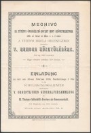 1898 A III. Tétényi ÖnsegélyezÅ‘ Egylet KözgyÅ±lési Meghívója... - Unclassified