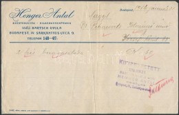 1914 Henger Antal Ezüstárugyár Számla, Fejléces, 21x14 Cm. - Unclassified