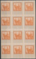 1914 4K Okmánybélyeg Próbanyomat Karton Papíron, 12-es Tömb / 4K Fiscal Stamp... - Unclassified