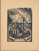 Jaro Beran  (1892-1962): Ex Libris, Dr. Lustig István. Fametszet, Papír, Jelzett A Dúcon,... - Other & Unclassified