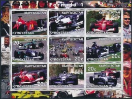 ** Kirgízia 2001 Formula 1; Verseny Autók Kisív 9 érték - Other & Unclassified