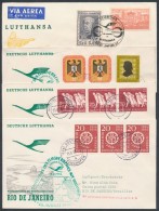 1956 3 Db Lufthansa Levél Rio De Janeiro-ba és 1 Vissza - Altri & Non Classificati