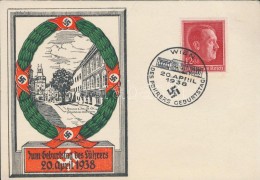 1938 Hitler Születésnapja Emléklap Alkalmi Bélyegzéssel - Other & Unclassified