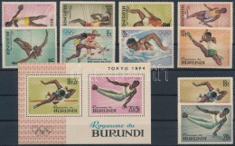 ** 1964 Nyári Olimpia, Tokió Sor Mi 125-134 + Blokk 5 A + B - Altri & Non Classificati