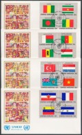 1980 Zászlók (I) Sor 4 Négyestömbben Mi 348-363 4 Db UNICEF FDC-n - Altri & Non Classificati
