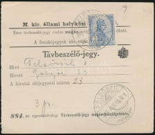 1916 TávbeszélÅ‘ Jegy Turul 2K Bérmentesítéssel 'FELSÅSZIL' - Altri & Non Classificati