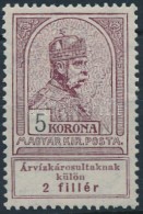 * 1913 Árvíz (I) 5K Alig Látható Falcnyommal (6.000) - Other & Unclassified