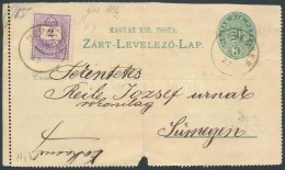 1886 3kr Díjjegyes Zárt LevelezÅ‘lap ElÅ‘lap 2kr (1874) Díjkiegészítéssel - Altri & Non Classificati