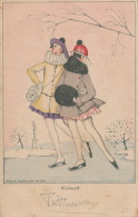 FEMMES - FRAU - LADY - Jolie Carte Fantaisie Viennoise Femmes Patineuses Signée MELA KOEHLER - Koehler, Mela