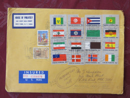 United Nations 1987 Insured Cover To USA - Flags Immunization Child Tetanus Qatar Cuba Iran Samoa - Storia Postale