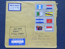 United Nations 1989 Insured Cover To USA - Flags Guatemala Kampuchea - Covers & Documents