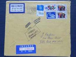 United Nations 1990 Insured Cover To USA - Flag Dove Living Together - Lettres & Documents