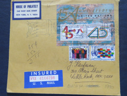 United Nations 1990 Insured Cover To USA - 45 Anniv. S.s. (Scott # 579 = 7 $) - Storia Postale