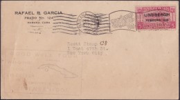 1928-PV-58 CUBA 1927 8 FEB. FIRT FLIGHT LINDBERGH SPECIAL CANCEL. RARE. - Poste Aérienne