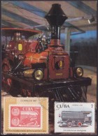 TMA-93 CUBA 1987 SPECIAL CANCEL  MAXIM CARD FERROCARRIL RAILROAD ANIV. - Tarjetas – Máxima