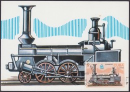 TMA-99 CUBA 1986 SPECIAL CANCEL  MAXIM CARD FERROCARRIL RAILROAD VANCOUVER CANADA EXPO. - Cartes-maximum