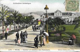 Nice - Casino Et Jardins Des Palmiers (belle Animation) - Edition Giletta (Collection Artistique), Carte Colorisée N°138 - Sets And Collections