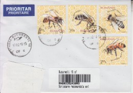 ROMANIA : HONEYBEES Imperforated Set On Cover Circulated To ARMENIA - Envoi Enregistre! Registered Shipping! - Usati