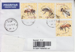 ROMANIA : HONEYBEES Imperforated Set On Cover Circulated To ARMENIA - Envoi Enregistre! Registered Shipping! - Oblitérés