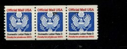 3917378097 USA POSTFRIS MINT NEVER HINGED POSTFRISCH EINWANDFREI SCOTT O139 Plate 1 STRIP OF 3 - Rollen (Plaatnummers)