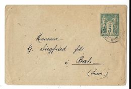 FRANCIA FRANCE 5 C TYPE SAGE 1890 MINI COVER SAINT LOUP To BALE SWITZERLAND - Standard- Und TSC-Briefe (vor 1995)