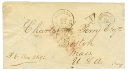 1879 MONTEVIDEO PAQ FR J + "T" On Envelope To BOSTON(USA) Taxed On Arrival With US POSTAGE DUE 5cx2(verso). Vvf. - Uruguay