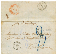 1862 French Consular Cds URUGUAY + Rare Exchange Marking "F./39" On Entire Letter From MONTEVIDEO To GERMANY. Verso, AUS - Uruguay