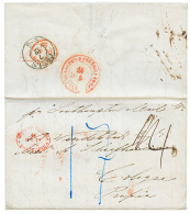 MEHLEM : 1858 ADMON CORREOS MONTEVIDEO In Red On Entire Letter From MEHLEM To GERMANY. Vf. - Uruguay