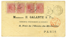 1883 PHILIPPINES 2c(x4) + COL.ESPAG. P.FR. LIGNE N N°6 On Envelope To FRANCE. RARE. Vf. - Philippines