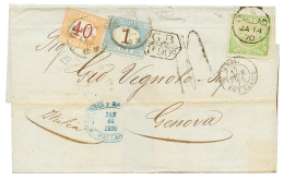 1870 PERU 1d With Nice Margins Canc. British Cachet CALLAO(scarce) + GB/1F90 + ITALY 40c + 1L POSTAGE-DUE On Cover To IT - Peru