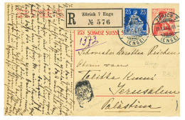 11.11.1914 REGISTERED Card From ZURICH SWITZERLAND To JERUSALEM With Negativ Cachet. Rare Mail During The WAR. Vvf. - Palestina