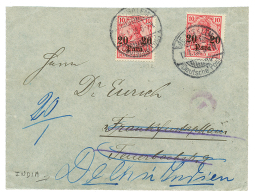 JERUSALEM To INDIA : 1908 20p(x2) Canc. JERUSALEM To GERMANY Redirected To DEHLI(INDIA). Vf. - Palestina