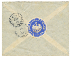 CONSULAR MAIL : 1908 20p On 10pf(x4) On REGISTERED Envelope From JERUSALEM To GERMANY. Verso, Blue Label KAIS. DEUTSCHES - Palestina