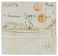 1860 "8" Tax Marking + Entry Mark PAYS ETR. SUEZ MARSEILLE In Red On Entire Letter (fault) Via SUEZ To MARSEILLE (FRANCE - Sonstige & Ohne Zuordnung