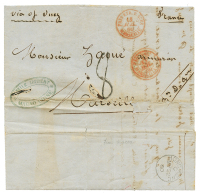 1860 "8" Tax Marking + Entry Mark PAYS ETR. SUEZ MARSEILLE In Red On Entire Letter (fault) Via SUEZ To MARSEILLE (FRANCE - Andere & Zonder Classificatie