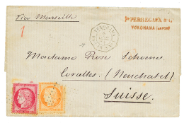 1875 FRANCE 40c(fault) + 80c Canc. ANCHOR + YOKOHAMA PAQ FR S N°1 On Cover To SWITZERLAND. Vf. - Sonstige & Ohne Zuordnung