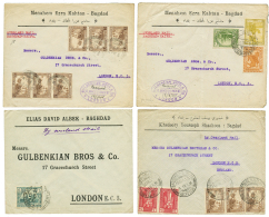 OVERLAND MAIL : Selection Of 13 Covers From IRAQ To ENGLAND With Red Label, Printed OVERLAND MAIL/BAGHDAD-HAIFA(4 Differ - Iraq