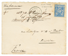 HONG-KONG : 1883 FRANCE 25c Obl. Large Provisional Maritime Cacchet CORR. D'ARM. LIG N PAQ FR N°3 + Manuscrit "HONG- - Sonstige & Ohne Zuordnung