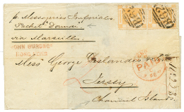 HONG KONG To JERSEY : 1867 8c(x2) Canc. B62 On Cover To JERSEY CHANNEL ISLANDS. Rare Destination. Vf. - Autres & Non Classés