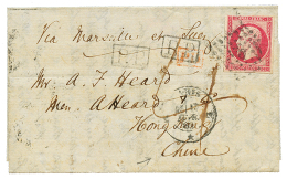 1863 FRANCE 80c(n°17) Unperf. + PD Erased By P.P + "4" British Tax Marking On Entire Letter From PARIS To HONG-KONG( - Other & Unclassified