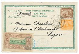 1901 FRENCH SOMALI COAST 10c Canc. DJIBOUTI + EGYPT 1m + 3m Canc. LYON On Card From ALEXANDRIE To FRANCE. Scarce. Vvf. - Autres & Non Classés
