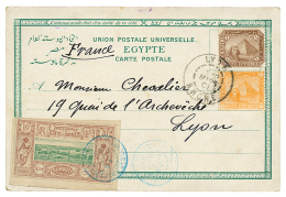 1901 FRENCH SOMALI COAST 10c Canc. DJIBOUTI + EGYPT 1m + 3m Canc. LYON On Card From ALEXANDRIE To FRANCE. Scarce. Vvf. - Andere & Zonder Classificatie