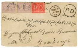1877 10p Mauve(x2) + 1P Canc. CAIRO + British Cds SUEZ + Large Pd On Envelope To INDIA. Vvf. - Autres & Non Classés