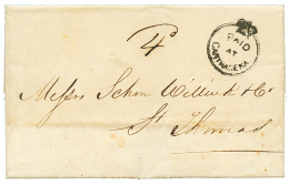 1855 Superb Crown Circle Cachet PAID AT CARTAGENA On Entire Letter To ST THOMAS. Scarce In This Quality. - Colombia