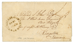 1842 KINGSTON SHIP LETTER On Entire Letter From CARTAGENA To JAMAICA. RARE. Vvf. - Colombia