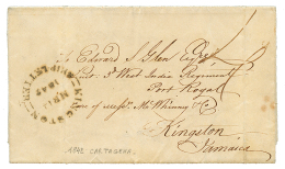 1842 KINGSTON SHIP LETTER On Entire Letter From CARTAGENA To JAMAICA. RARE. Vvf. - Kolumbien