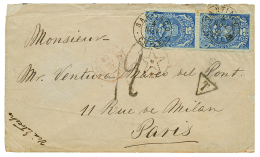 1880 5c(x2) Canc. SANTIAGO CHILE + "12" Tax Marking On Envelope To FRANCE. Vvf. - Chile
