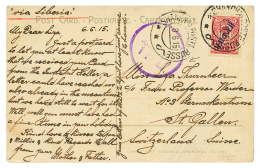 1915 4k Canc. SHANGHAI POSTE RUSSE + CENSOR Round Blue Cachet On Card To SWITZERLAND. Vf. - Chine