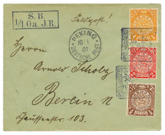 1901 CHINA 1/2c+ 1c+ 2c Canc. Boxed Chinese Cachet + PEKING DEUTSCHE POST On Envelope To BERLIN. Superb. - Other & Unclassified